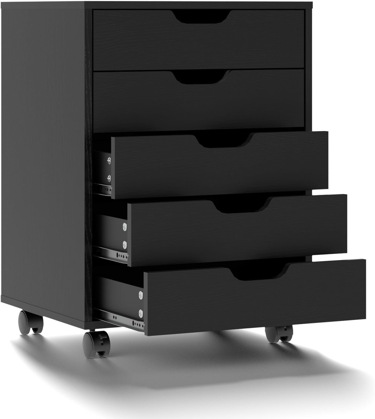 5 Drawers Mobile File Cabinet with Wheels, Under Desk Storage Organization, Vertical Filing Chest Rolling Wood Small Desk Printer Stand for Home Office, 19" W × 15.8" D × 25.6" H, Black : Office Products