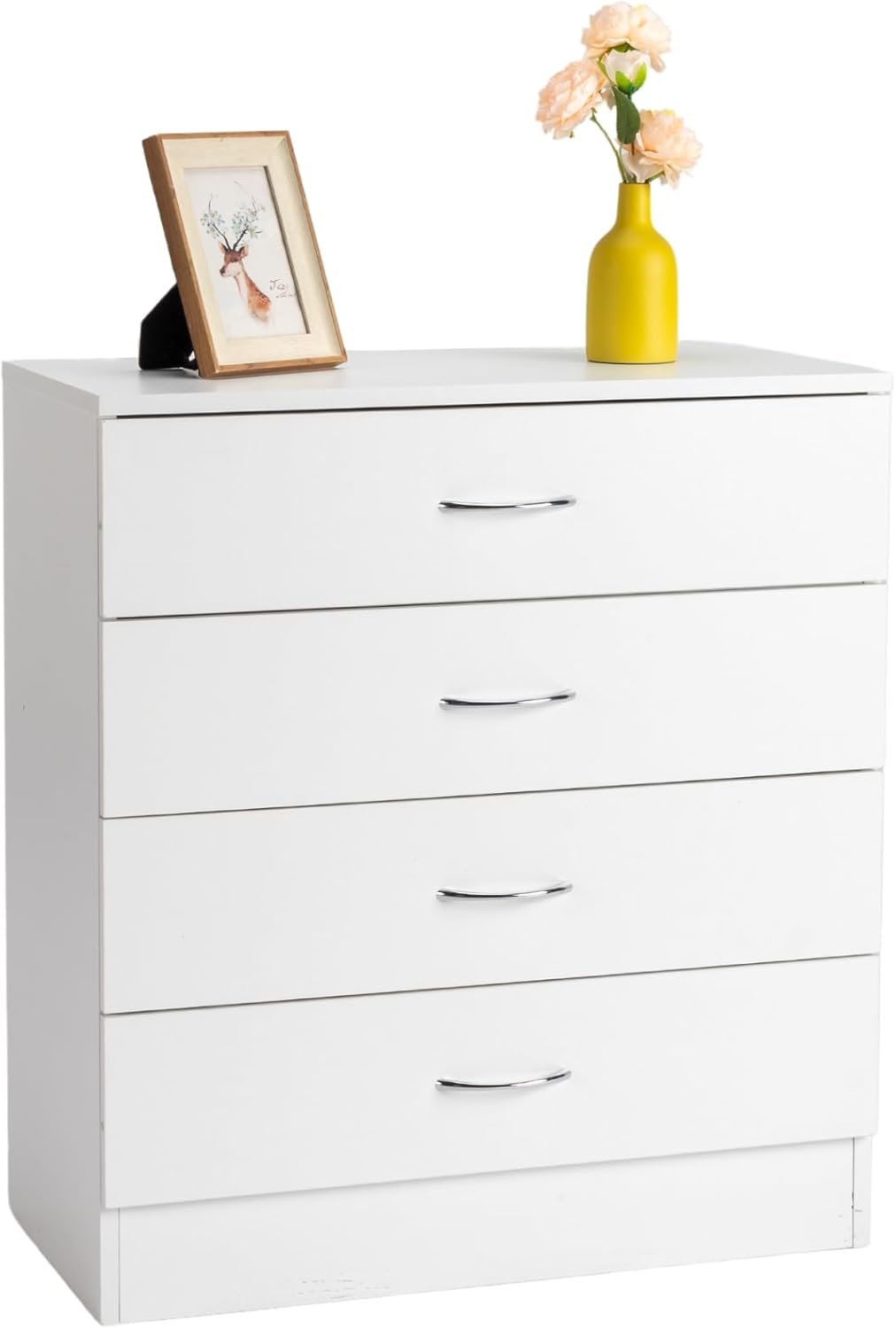 4 Drawer Dresser for Bedroom, Small Chests of Drawers Modern Nightstand, White Dresser Chest with 4 Storage Drawers, Dressers for Nursery, Hallway, Living Room, Closet