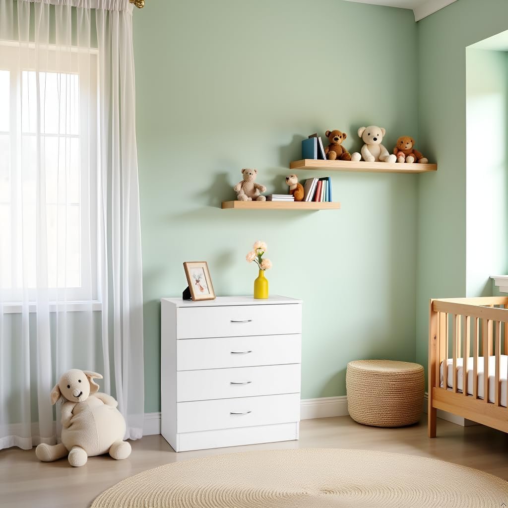 4 Drawer Dresser for Bedroom, Small Chests of Drawers Modern Nightstand, White Dresser Chest with 4 Storage Drawers, Dressers for Nursery, Hallway, Living Room, Closet - Image 2