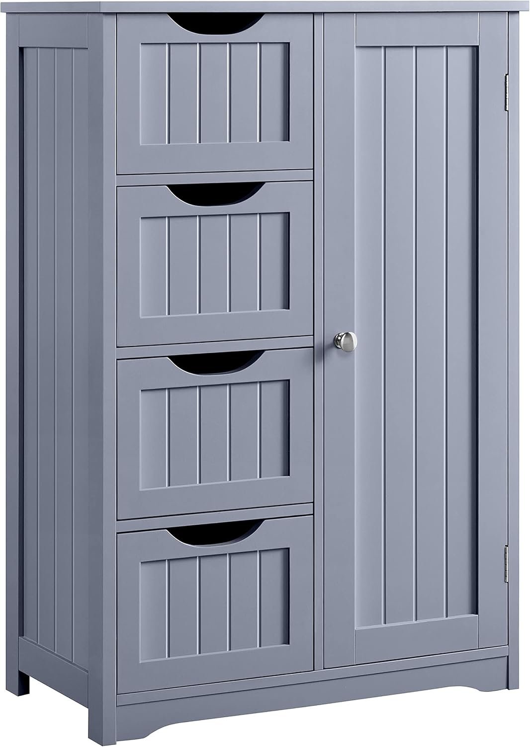 Bathroom Floor Cabinet, Freestanding Storage Organizer Unit Kitchen Cupboard W/ 4 Drawers & Adjustable Shelves, Using for Kitchen/Bathroom, Gray
