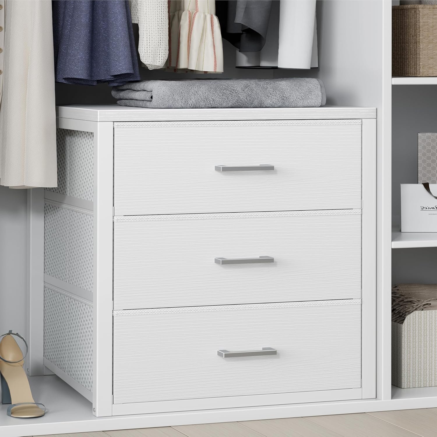 Closet Drawers White 3 Drawer Dresser for Closet Organizers and Storage Bedroom Dorm Modern : Home & Kitchen
