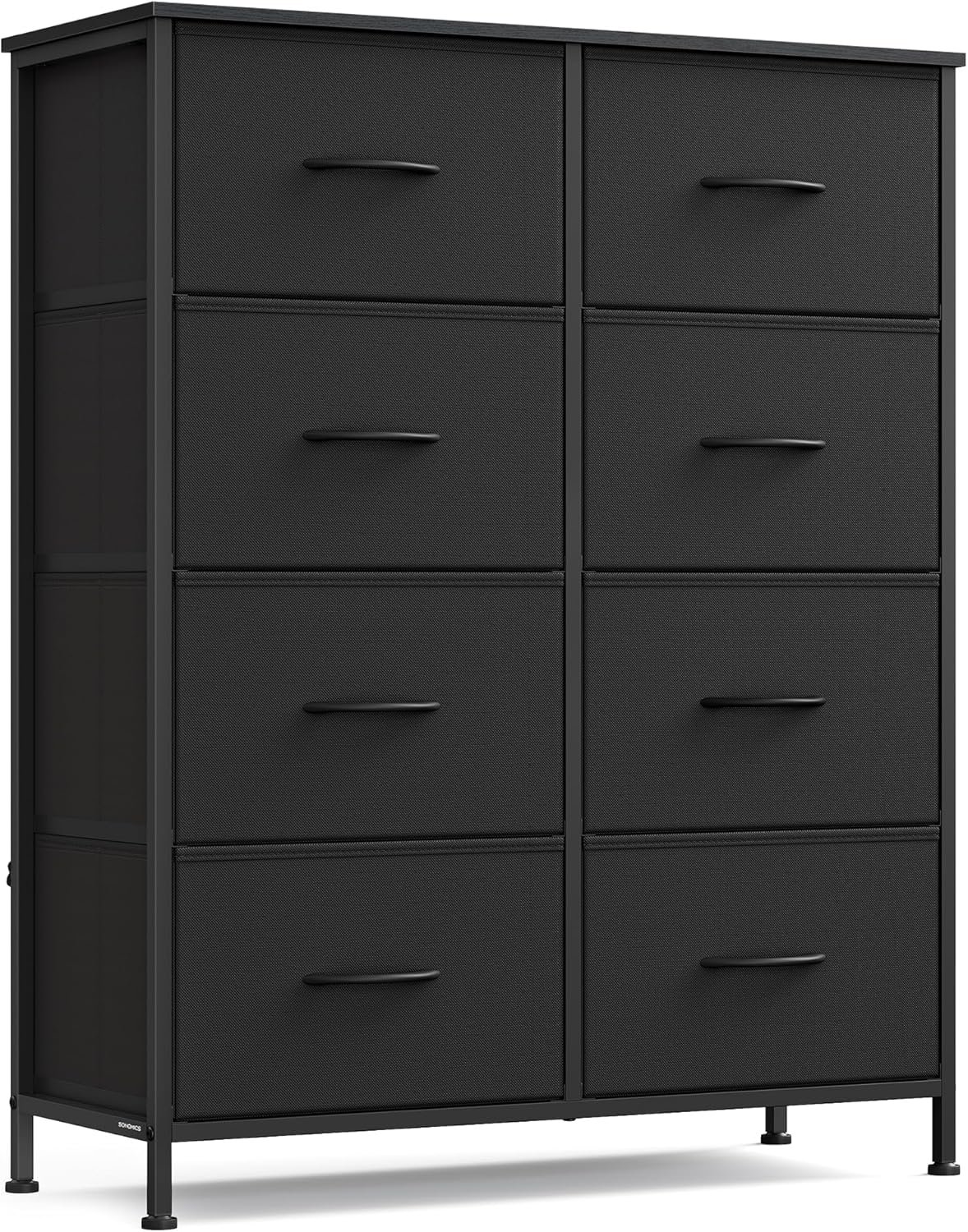 Dresser for Bedroom, Chest of Drawers, Steel, MDF, 8 Non-Woven Fabric Drawers, Storage Organizer Unit, Closet, Entryway, Ink Black and Ebony Black