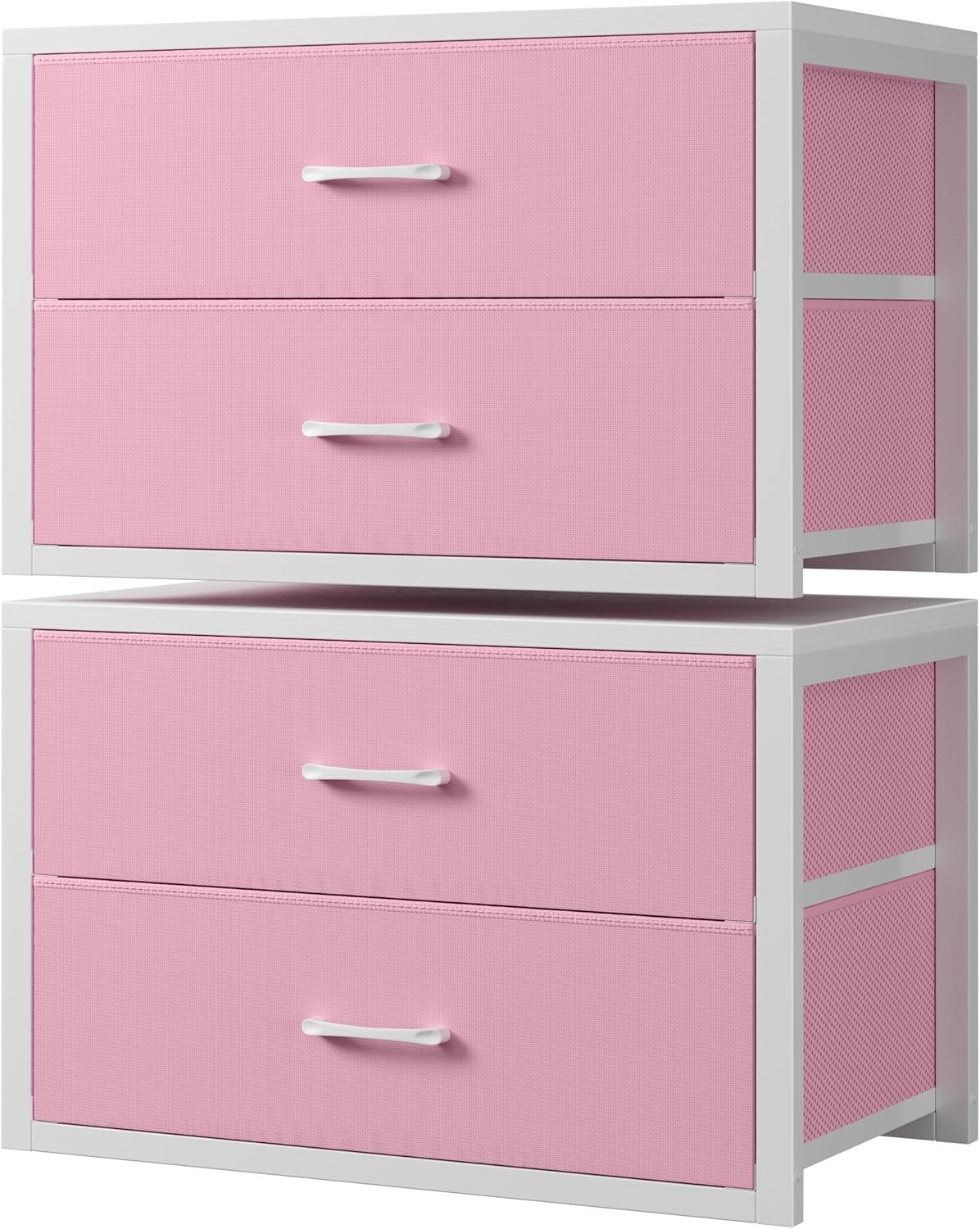 Stackable Closet Drawers for Clothes Organizers and Storage Fabric Pink 2 Drawer Dresser for Bedroom 2 Packs Modern Large : Home & Kitchen